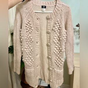 Cream wool blend cardigan with baubles